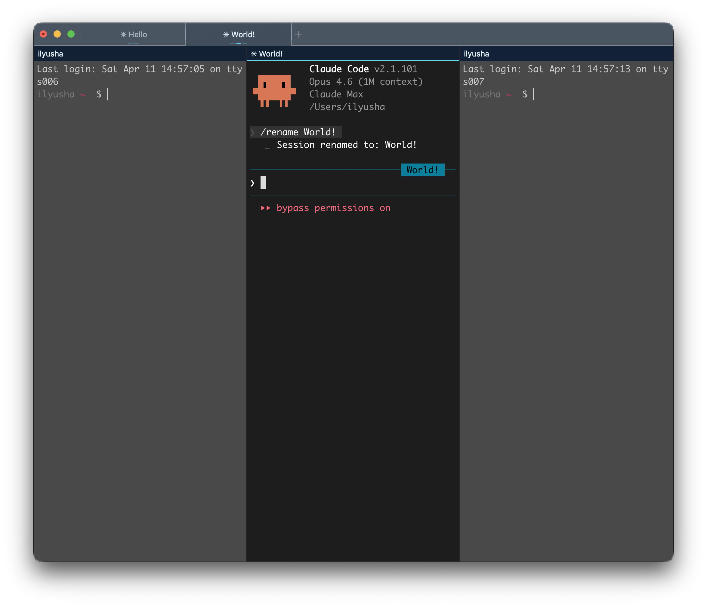 TermX with Arctic theme — 3 panes, Claude Code, tab segments